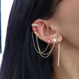 Earring Heart Chain Cuff – 925 Sterling Silver | Drop Earrings Collection