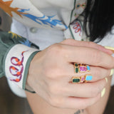 Ring Emeral Cut CZs – 18k Gold Plated | Open Front Collection