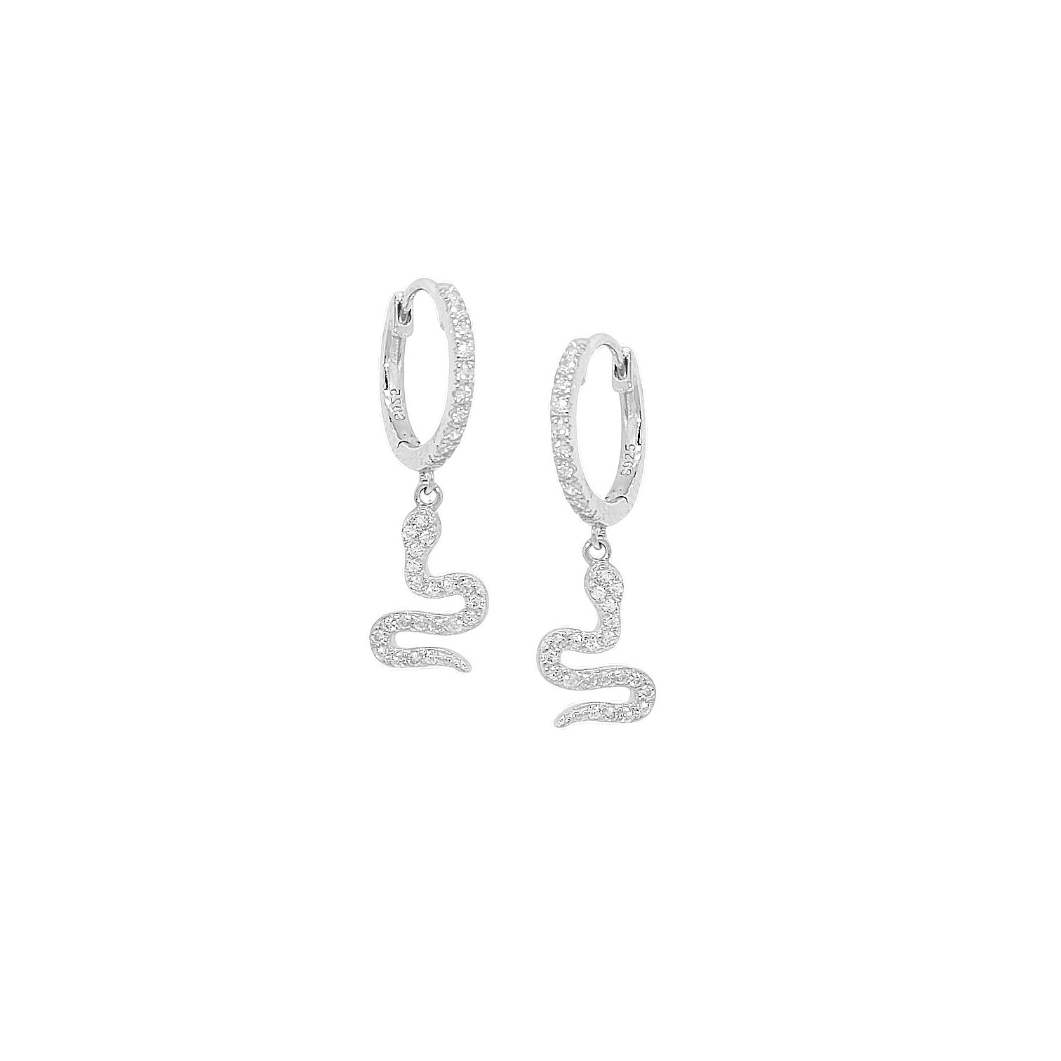 EA CZ Snake Hoop – 925 Sterling Silver | HOOPS AND HUGGIES Collection
