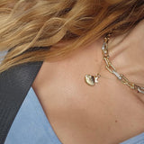 Necklace U Link 2 tones | 18k gold plated | Italian brass | cubic zirconia