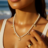 Dangling Beach Pearls Neck – 18k Gold Plated | Shapes Collection