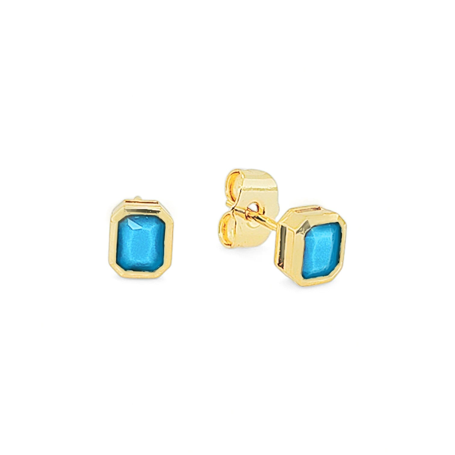 Emerald Cut Stud Earrings – 18K Gold Plated | Studs Collection