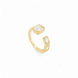 Ring Emeral Cut CZs – 18k Gold Plated | Open Front Collection