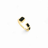 Ring Emeral Cut CZs – 18k Gold Plated | Open Front Collection