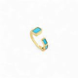 Ring Emeral Cut CZs – 18k Gold Plated | Open Front Collection