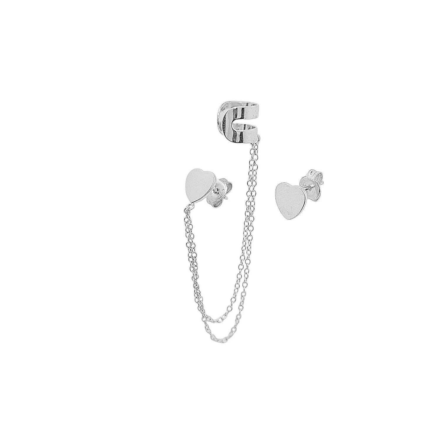 Earring Heart Chain Cuff – 925 Sterling Silver | Drop Earrings Collection