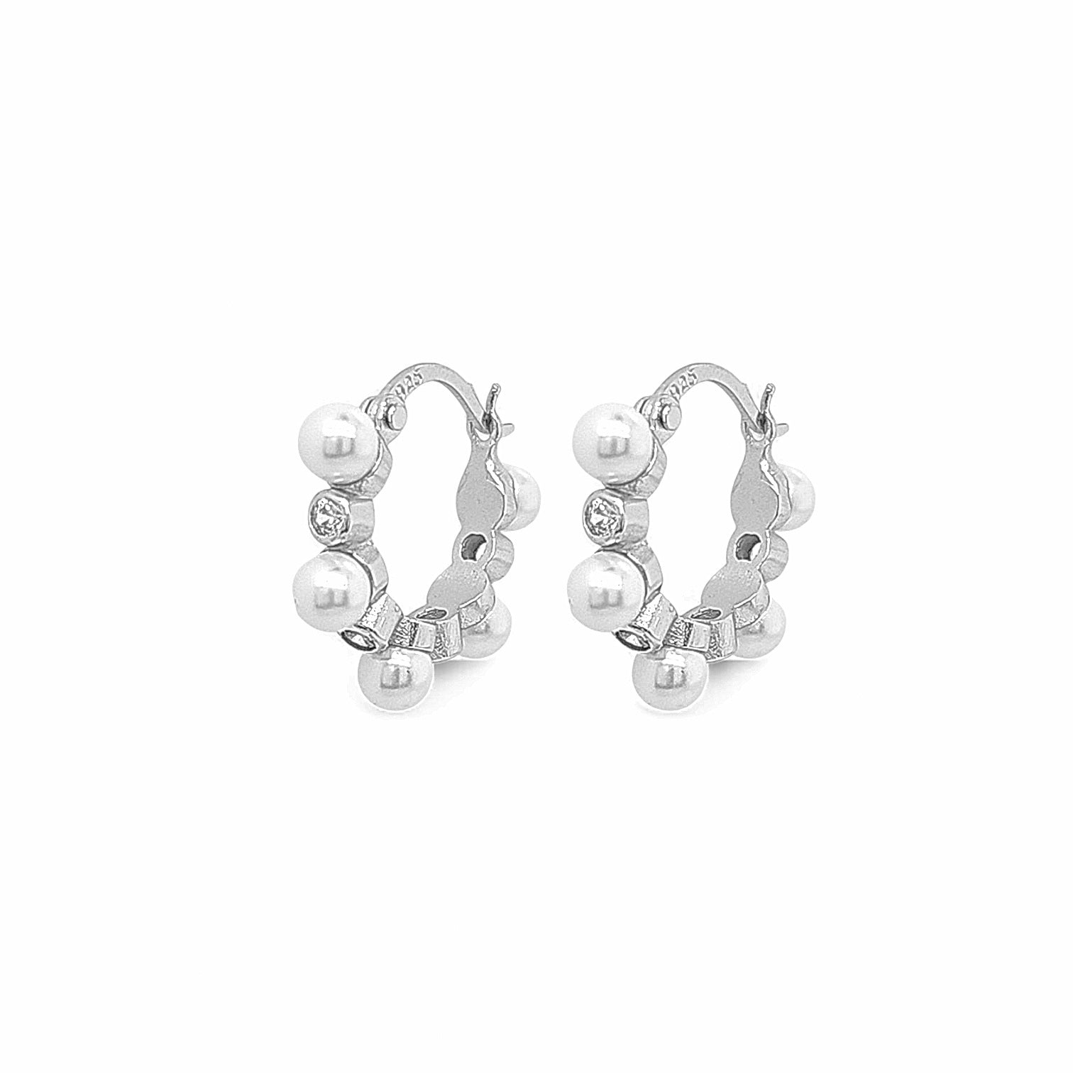 EA 5 Pearl Hoop – 925 Sterling Silver | HOOPS AND HUGGIES Collection