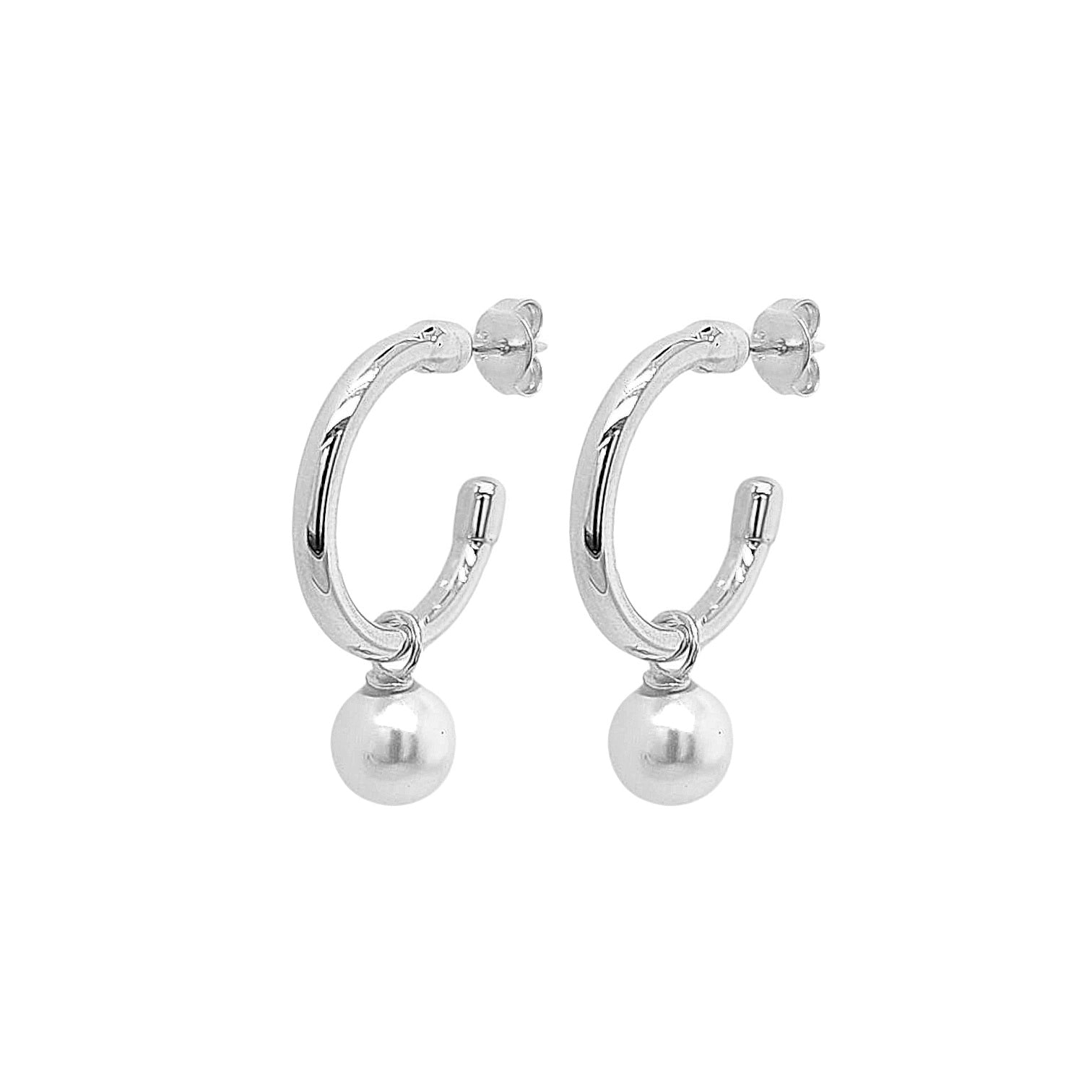 Pearl Mikonos Hoop – 925 Sterling Silver | HOOPS AND HUGGIES Collection