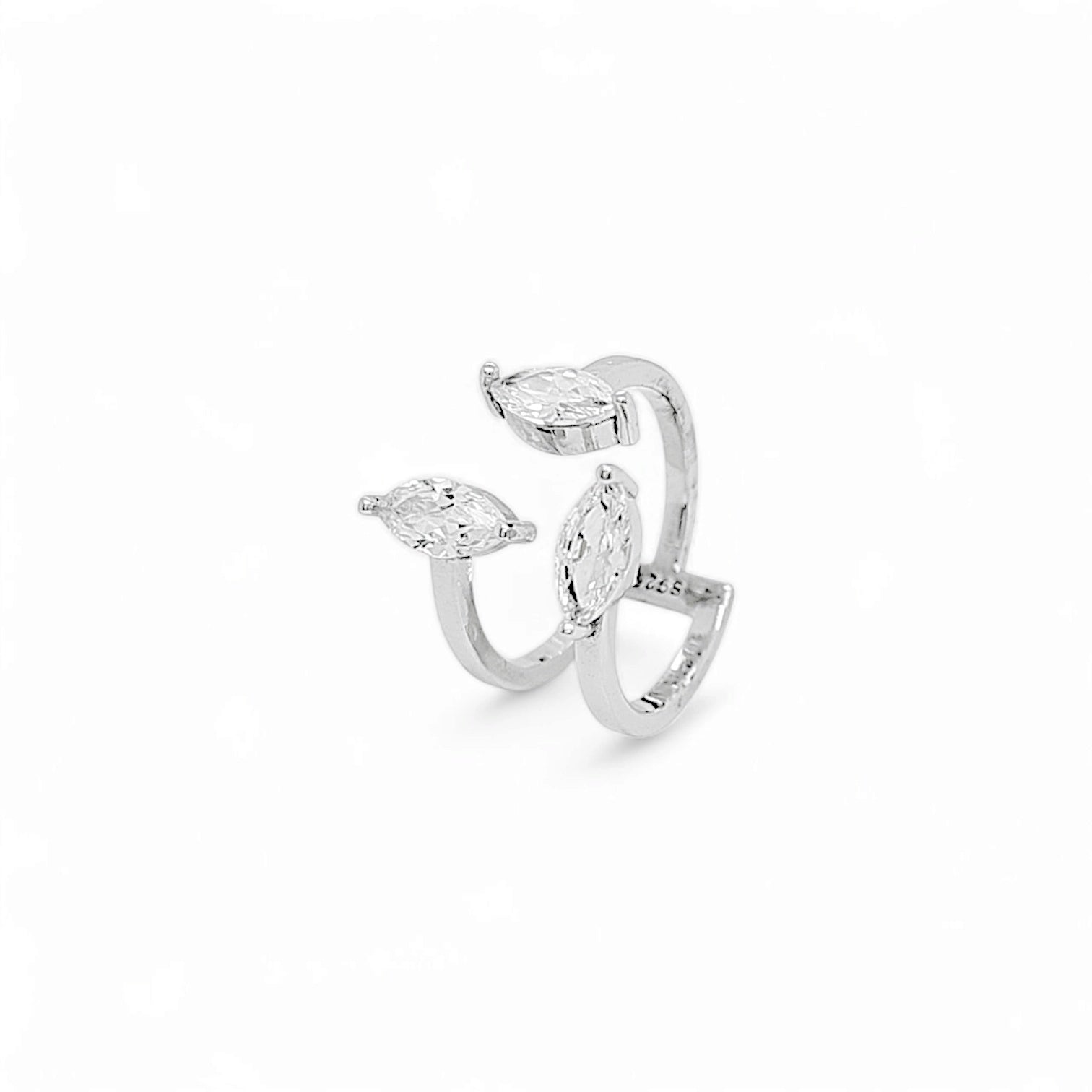 3 Stones Ring – 925 Sterling Silver | OPEN FRONT Collection