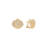 CZ Shell Earring – 18K Gold Plated | Studs Collection