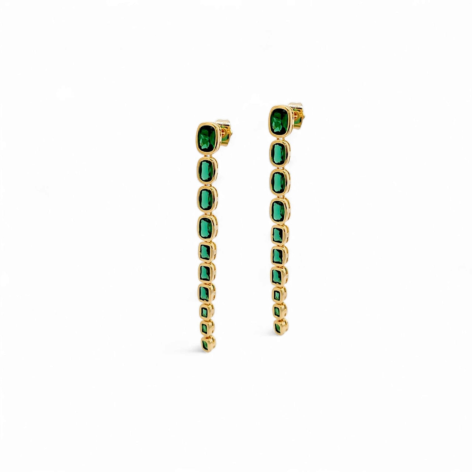 Long Multi Stones Earrings – 18K Gold Plated | Long Earrings Collection