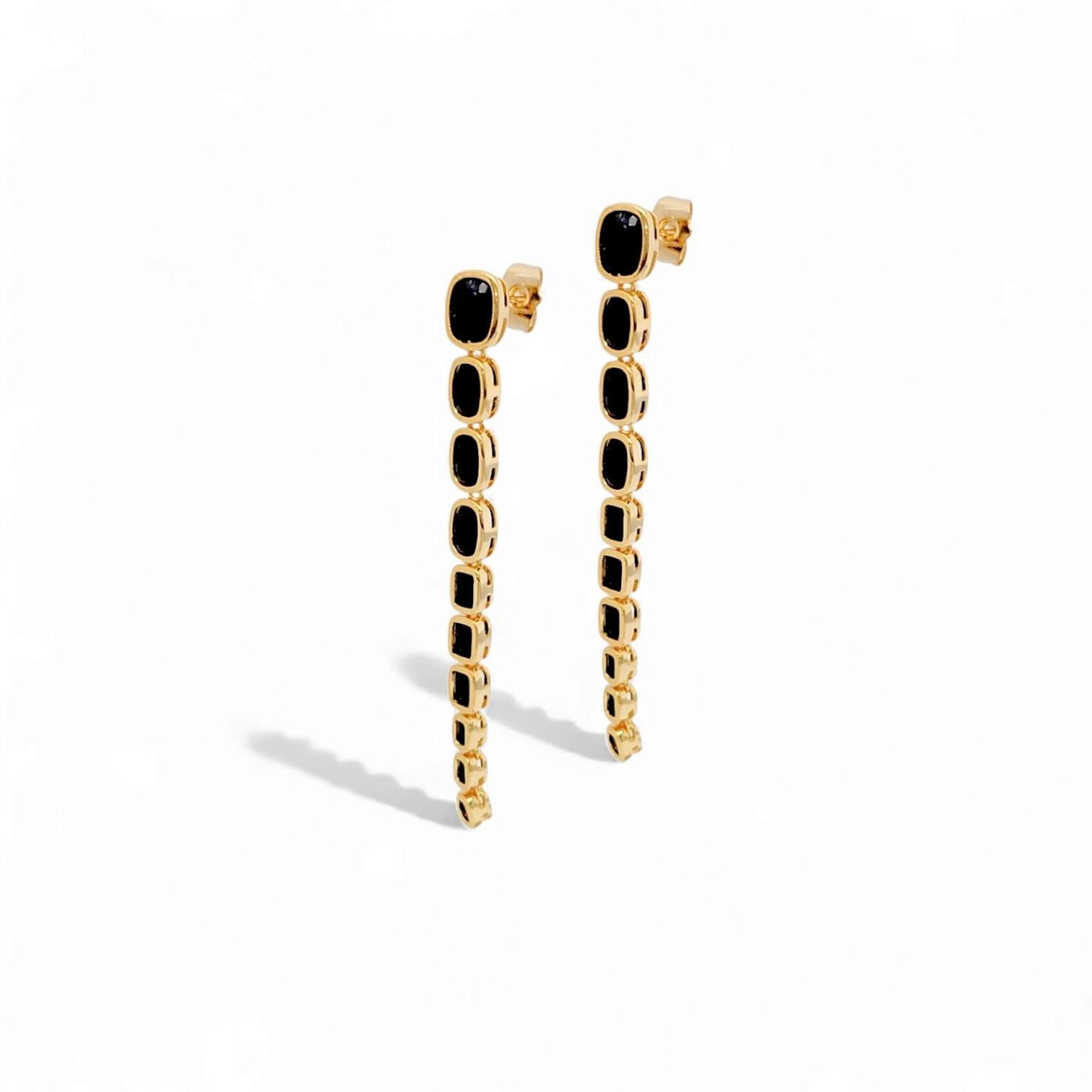 Long Multi Stones Earrings – 18K Gold Plated | Long Earrings Collection