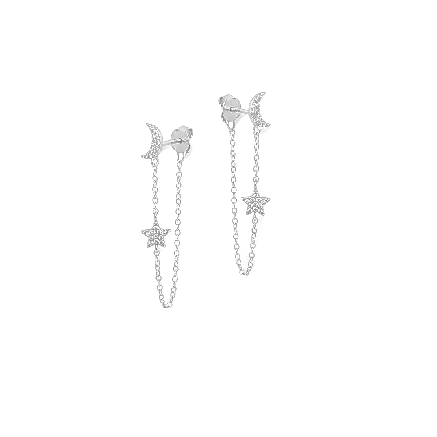 Hanging StarMoon – 925 Sterling Silver | Drop Earrings Collection