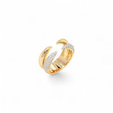 Ring double taurus 2 tones | 18k gold plated | Italian brass | cubic zirconia