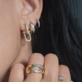 Earring U Link | 18K gold plated | Italian brass | Cubic zirconia